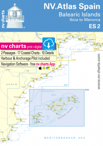 NV-Verlag Seekarten Spanien ES2 (2024) Balearic Islands · Ibiza to Menorca